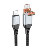 Дата-кабель зарядки 2 в 1 Hoco U128 | USB+TC/Lightning 27W